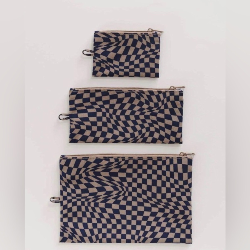 Baggu Flat Pouches Set Wavy Checks